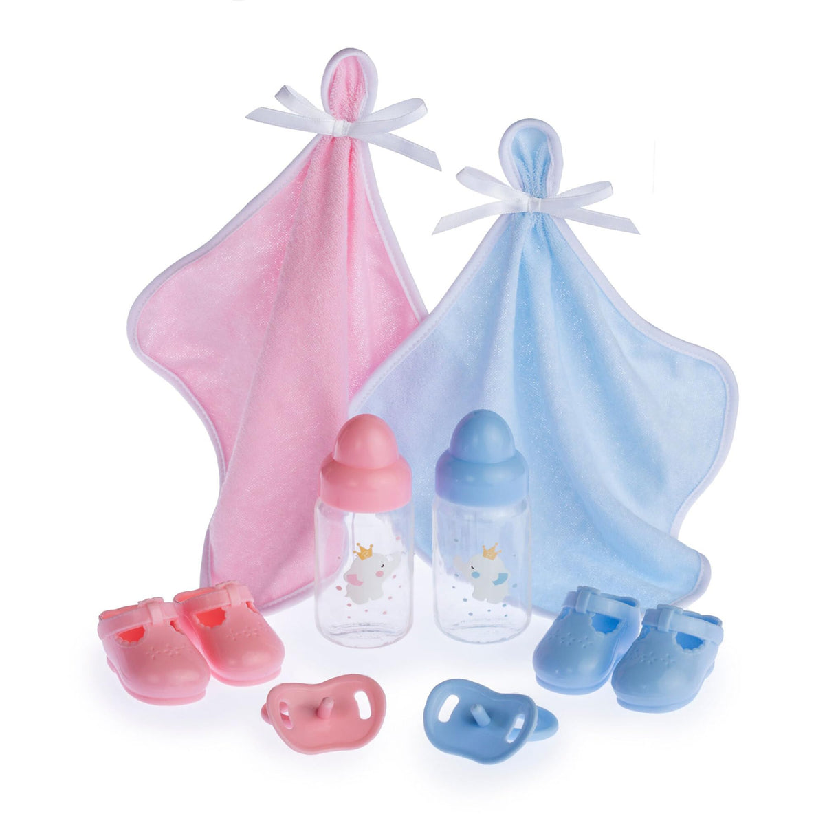 Berenguer Boutique 30050 TWINS- 15” Soft Body Baby Dolls - 12 Piece Gift Set with Open/Close Eyes- Perfect for Children 2+