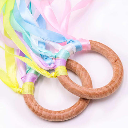 TANOFAR Montessori Toy | Hand Kite |Sensory Ribbon Toy | Wooden Toddler Toys | Rainbow Hand Kite