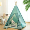RONGFA Teepee Tent for Kids with Mat, Star Lights, Carry Case, Cotton Canvas Playhouse, Foldable Tents, Portable Children Play Tent Indoor Outdoor