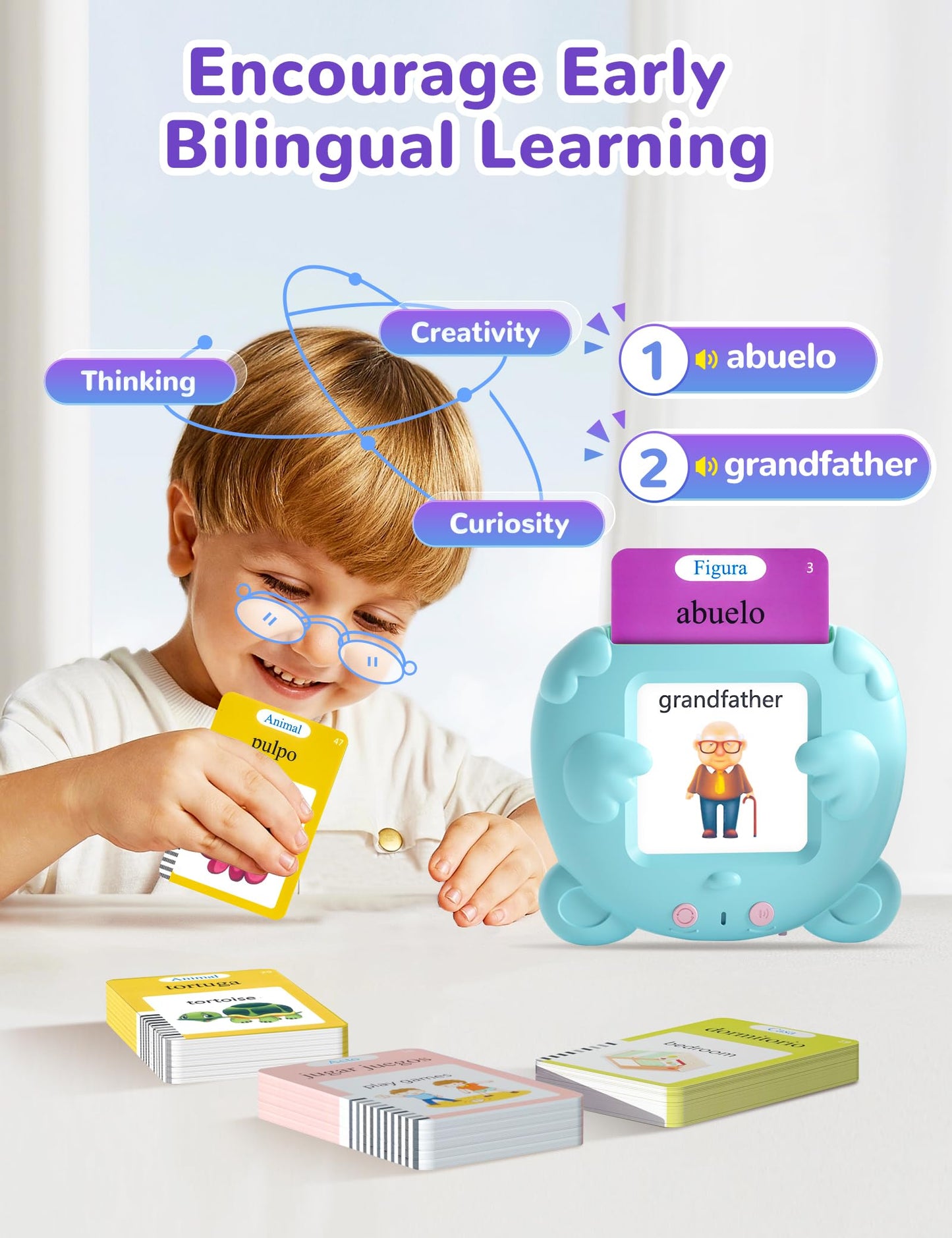 Spanish and English Talking Flash Cards for Toddlers, 510 Sight Words