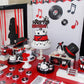 Red Glitter Dancing King Queen Cake Decorations Band Themed Party Supplies