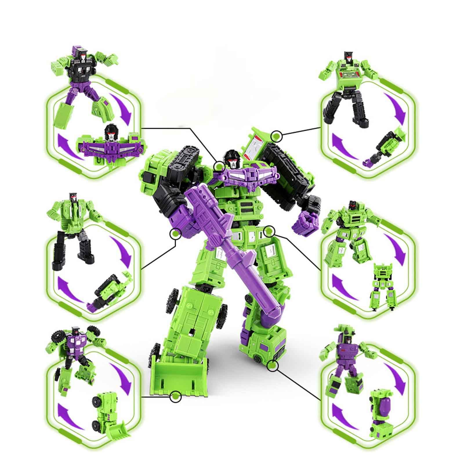 WILD HUNTER 6 in 1 Construction Truck Robot Toys Transforming Vehicles Combine into Giant Mech Gravity Builder Constructor Engineering Truck Robot