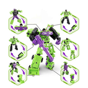 WILD HUNTER 6 in 1 Construction Truck Robot Toys Transforming Vehicles Combine into Giant Mech Gravity Builder Constructor Engineering Truck Robot