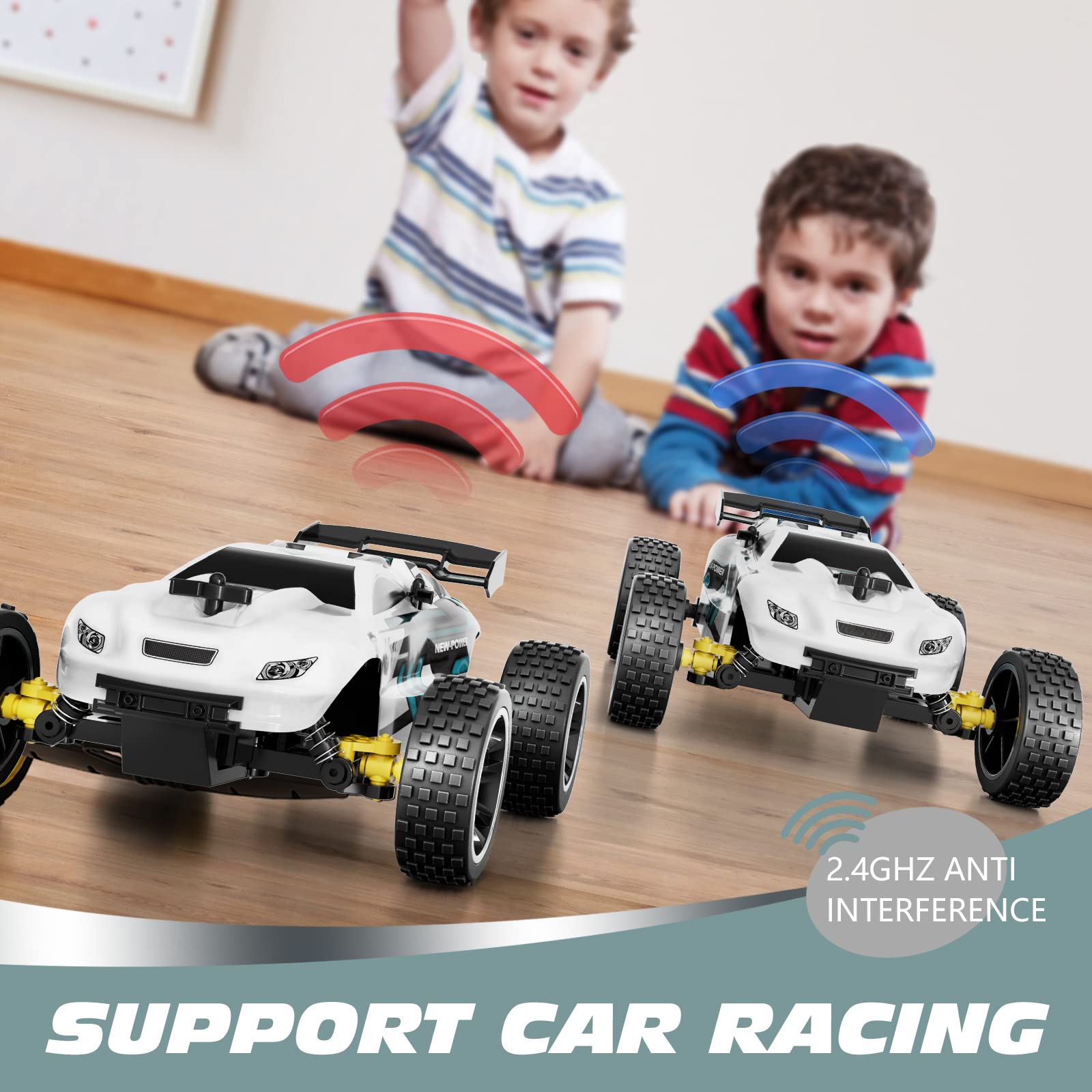 Tecnock RC Cars Remote Control Car for Kids, 1:18 Scale 20 KM/H 2WD Offroad Buggy, 2.4GHz RC Racing Car with USB-C Easy Charging & 50 Mins Playtime