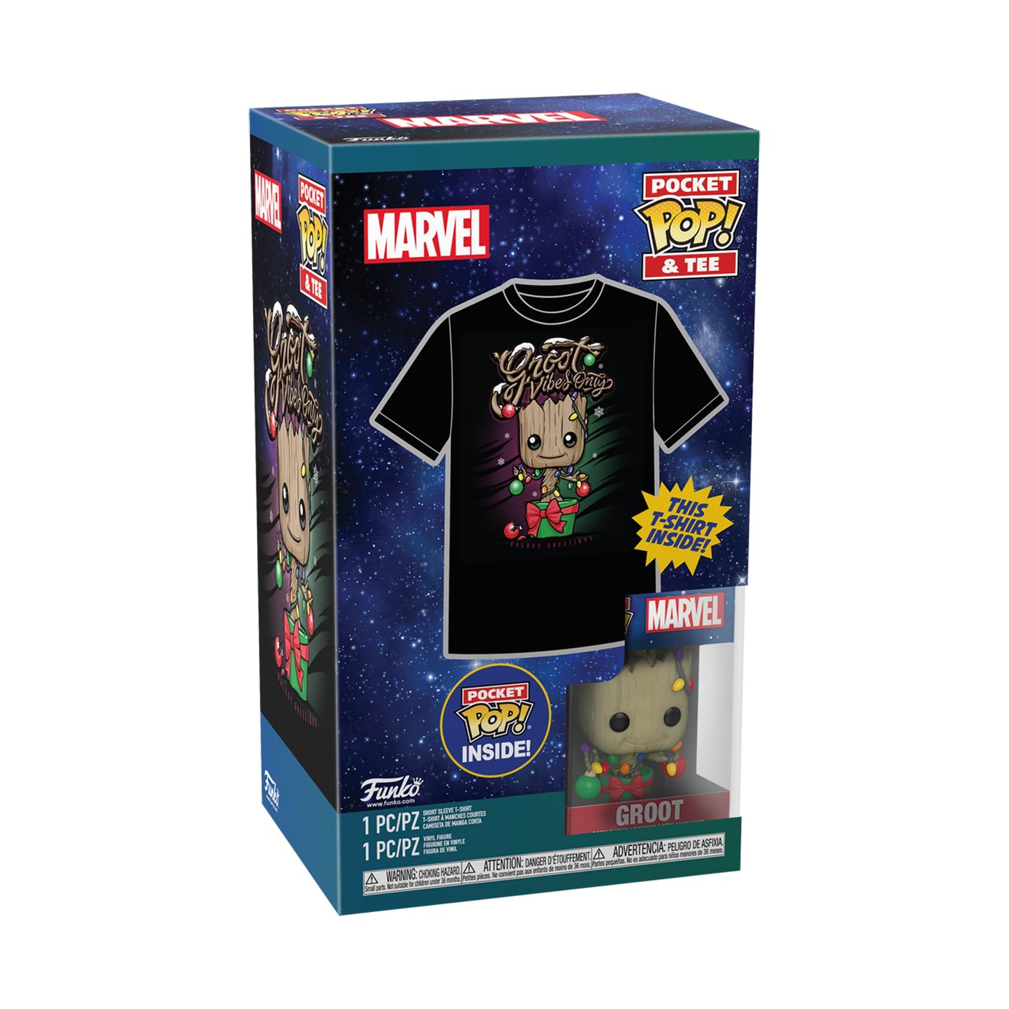 Funko Pocket POP! & Tee: Guardians of The Galaxy - Holiday Groot - Extra Large - (XL) - Marvel Comics - T-Shirt - Clothes with Collectable Vinyl