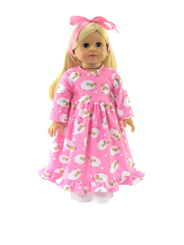 American Fashion World Pink Lamb Nightgown Pajamas for 18-Inch Dolls | Premium Quality & Trendy Design