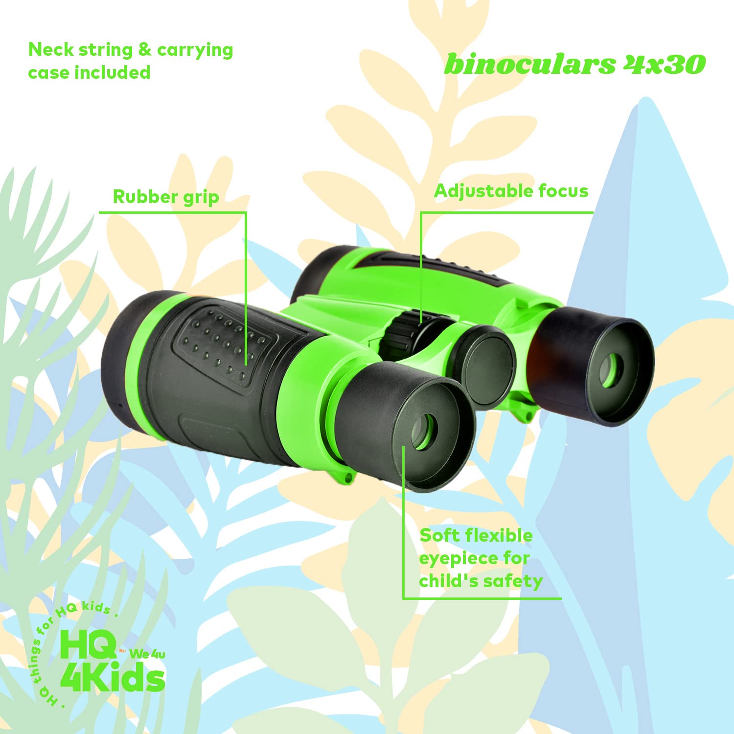 HQ 4KIDS BY: WE 4U - Outdoor Adventure Kit for Kids: Binoculars, Compass, Magnifying Glass & Flashlight. 3-12 Year Old Boys & Girls (Green) (Green)