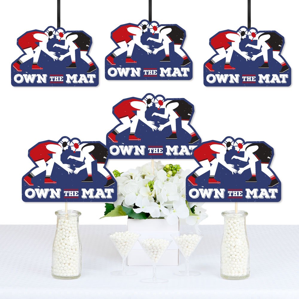 Big Dot of Happiness Own the Mat - Wrestling - Decorations DIY Birthday Party or Wrestler Party Essentials - Set of 20