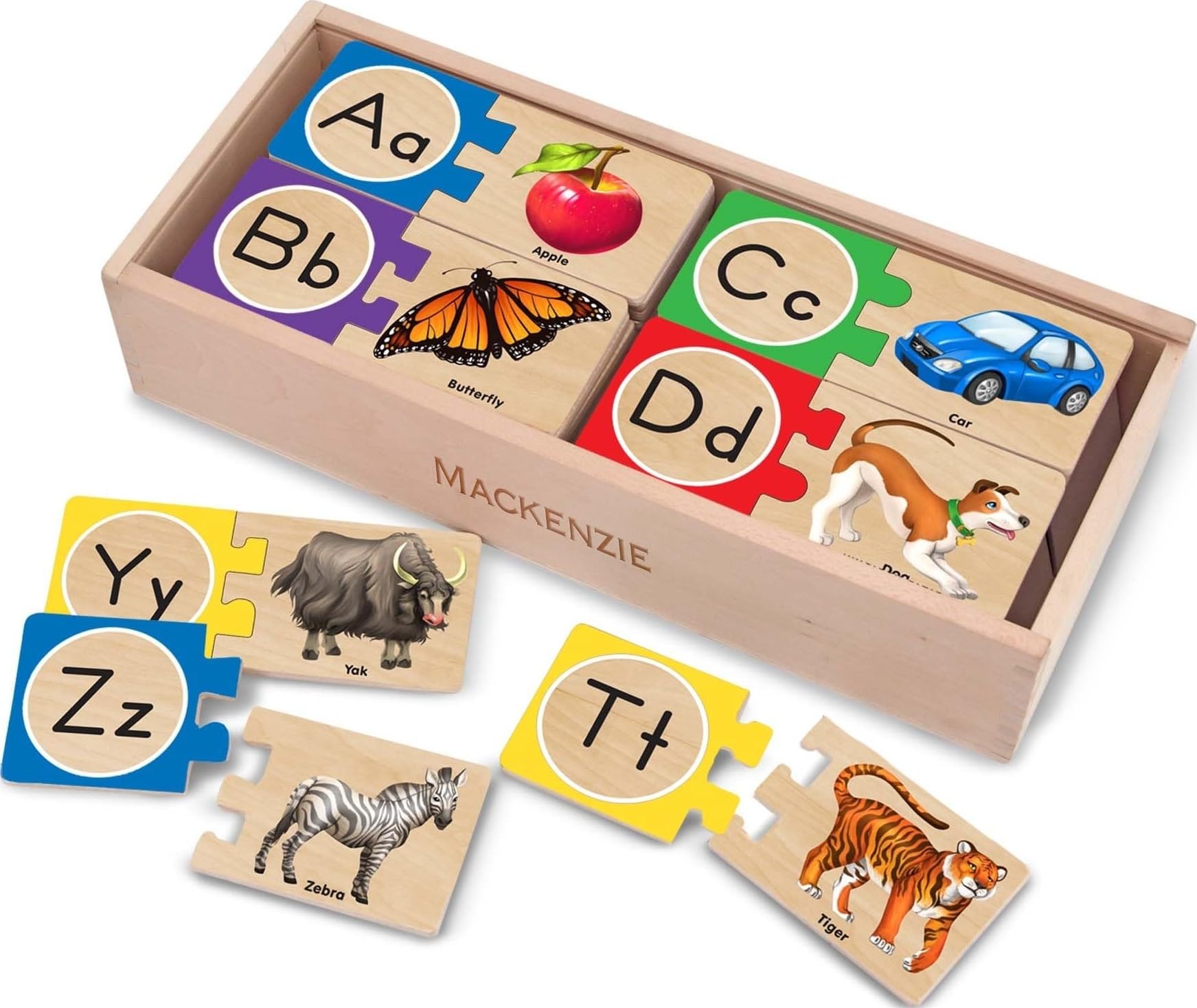 Melissa & Doug Self-Correcting Alphabet Wooden Puzzles with Storage Box (52 pcs) ABC Puzzles, Wooden Alphabet Puzzle for Kids Ages 4+