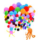 Wartoon Pipe Cleaners Crafts Set, Pipe Cleaners Chenille Stem and Pompoms with Googly Wiggle Eyes and Craft Rods Assorted Colors Non-Woven Felt Fabric