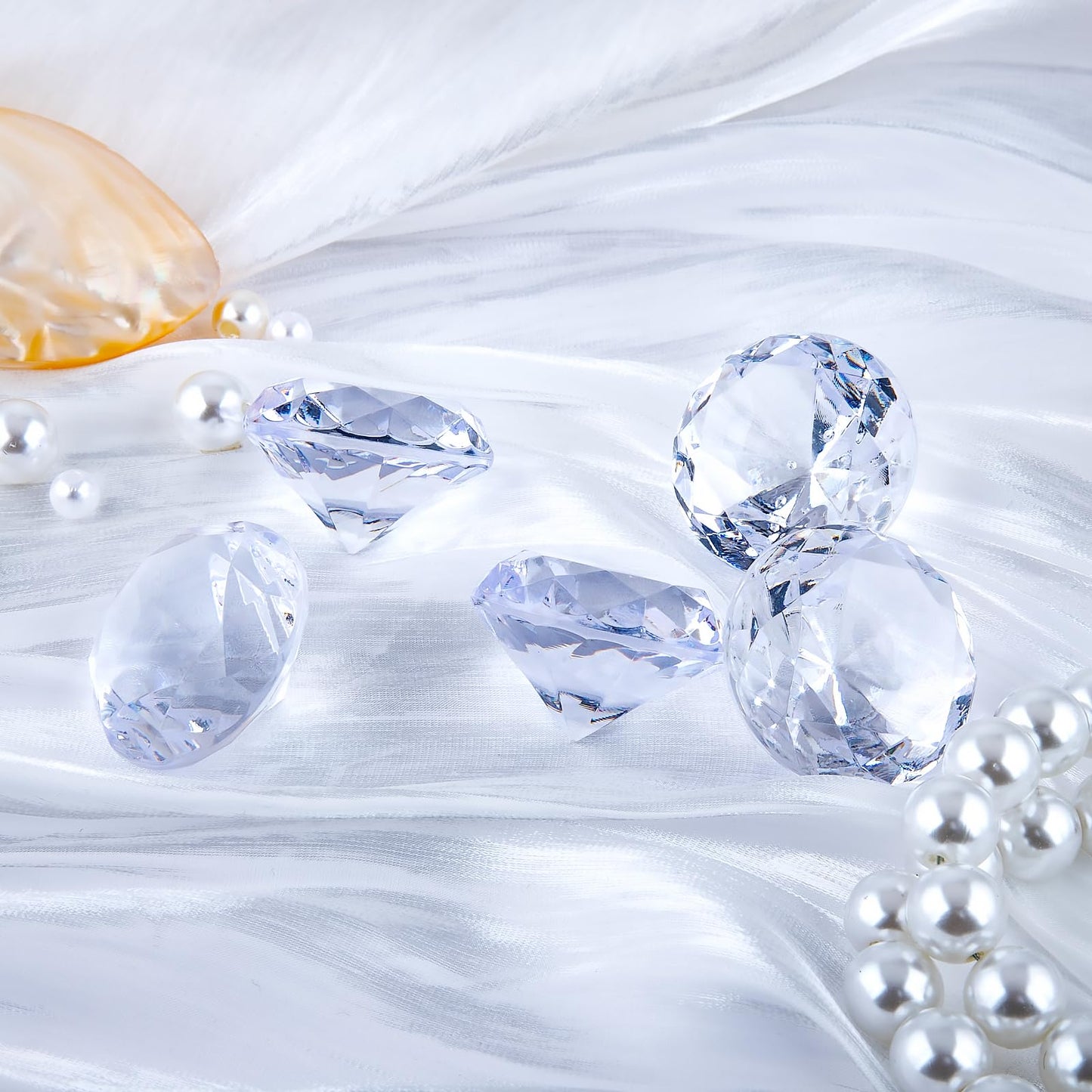 Niceup 26PCS Fake Diamonds Gem Toys, 1.5in Clear Pool Diving Gems Acrylic Plastic Gemstones for Kids, Party Décor Jewels Treasure Hunt Hiding Sensory