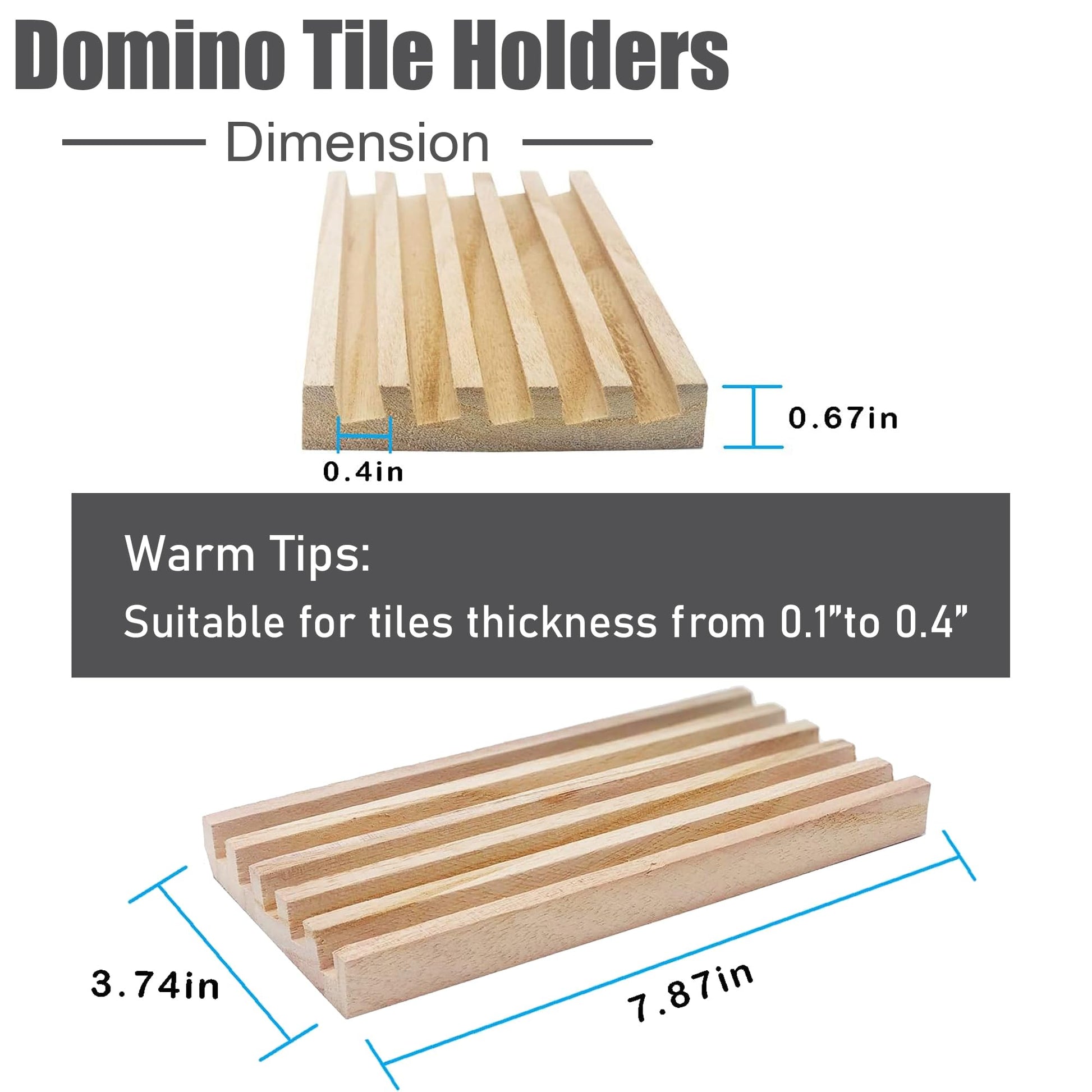 ESSAJOY Wooden Domino Trays/Racks Set of 8 Mexican Train Domino Trays/Racks Double 12 Tiles Holders Rack Domino Tiles Holders Domino Wood Holder【