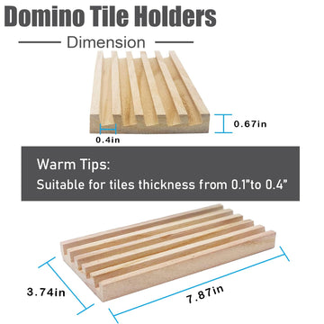 ESSAJOY Wooden Domino Trays/Racks Set of 8 Mexican Train Domino Trays/Racks Double 12 Tiles Holders Rack Domino Tiles Holders Domino Wood Holder【