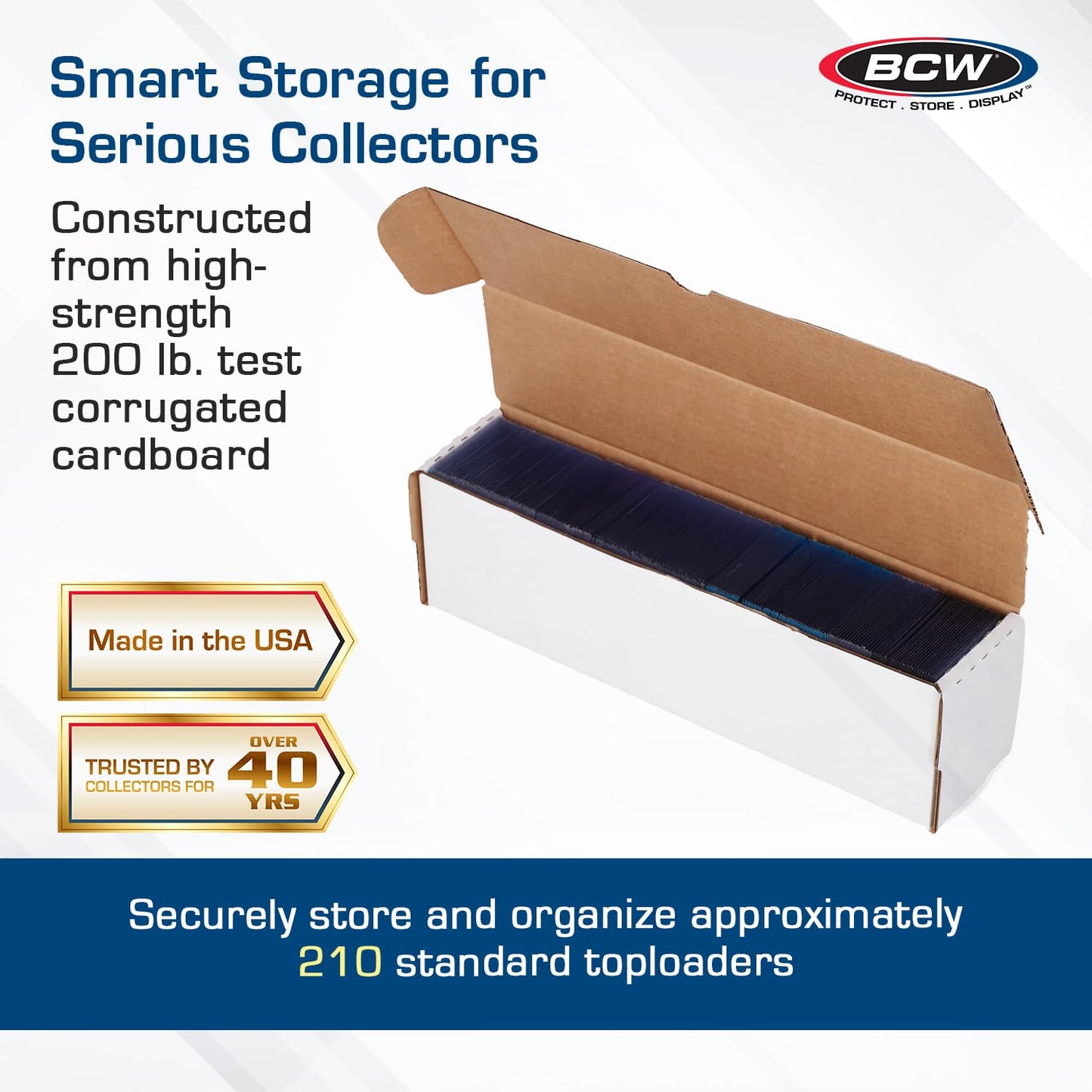 BCW 14-Inch Toploader Storage Box - 5 Pack | Holds 210 Toploaders | Durable Cardboard Organizer for Sports & Trading Cards