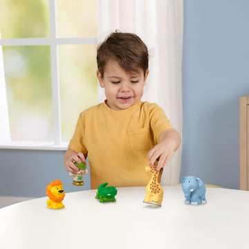 Fisher-Price Little People Go Wild Figure Pack - Safari Adventure 5-Piece Set with Lion, Elephant, Giraffe & Alligator | Jungle Animal Playset
