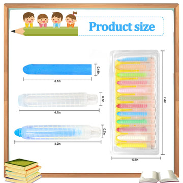 YimeBand 12 Pcs Sidewalk Chalk Set for Kids, 12 Colors Dust-free Washable Outdoor Toddler Chalk with Holder for Blackboard Drawing Writing Toys Gift