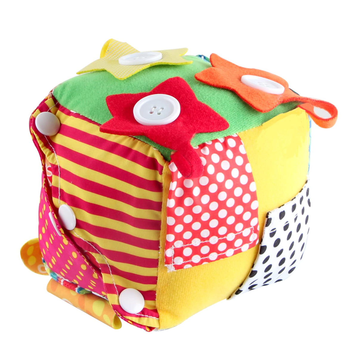 KAKIBLIN Cubic Activity Learning Toy with Zippers, Latches, Buckles, Laces, Snaps, Buttons and More - Perfect for Toddlers at Home, on Airplanes, Cars