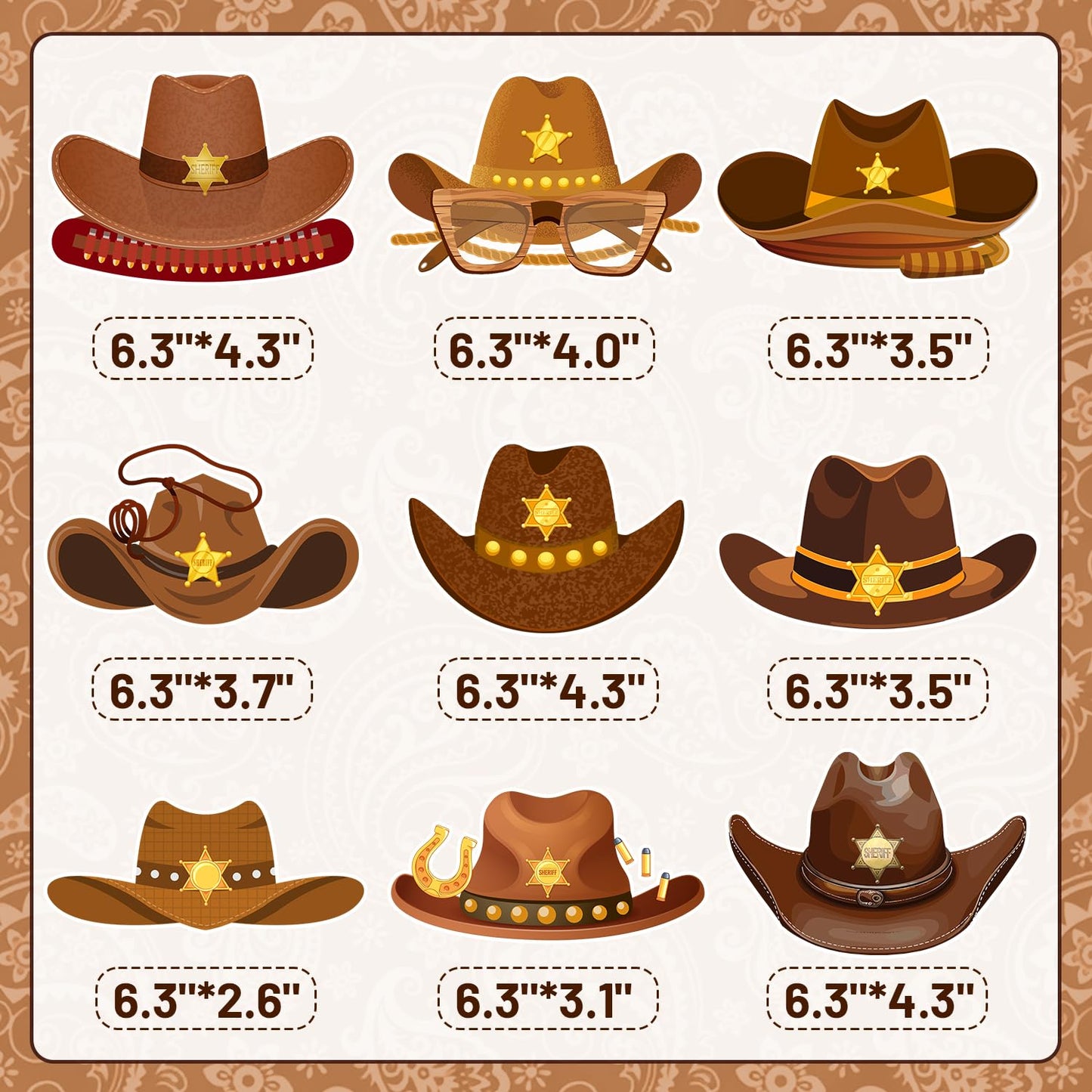 JIUJIUBER 9 Pcs Western Party Centerpiece Decorations Western Cowboy Hats Honeycomb Centerpieces for Tables Cowboy Themed Baby Shower Birthday Party