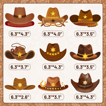 JIUJIUBER 9 Pcs Western Party Centerpiece Decorations Western Cowboy Hats Honeycomb Centerpieces for Tables Cowboy Themed Baby Shower Birthday Party