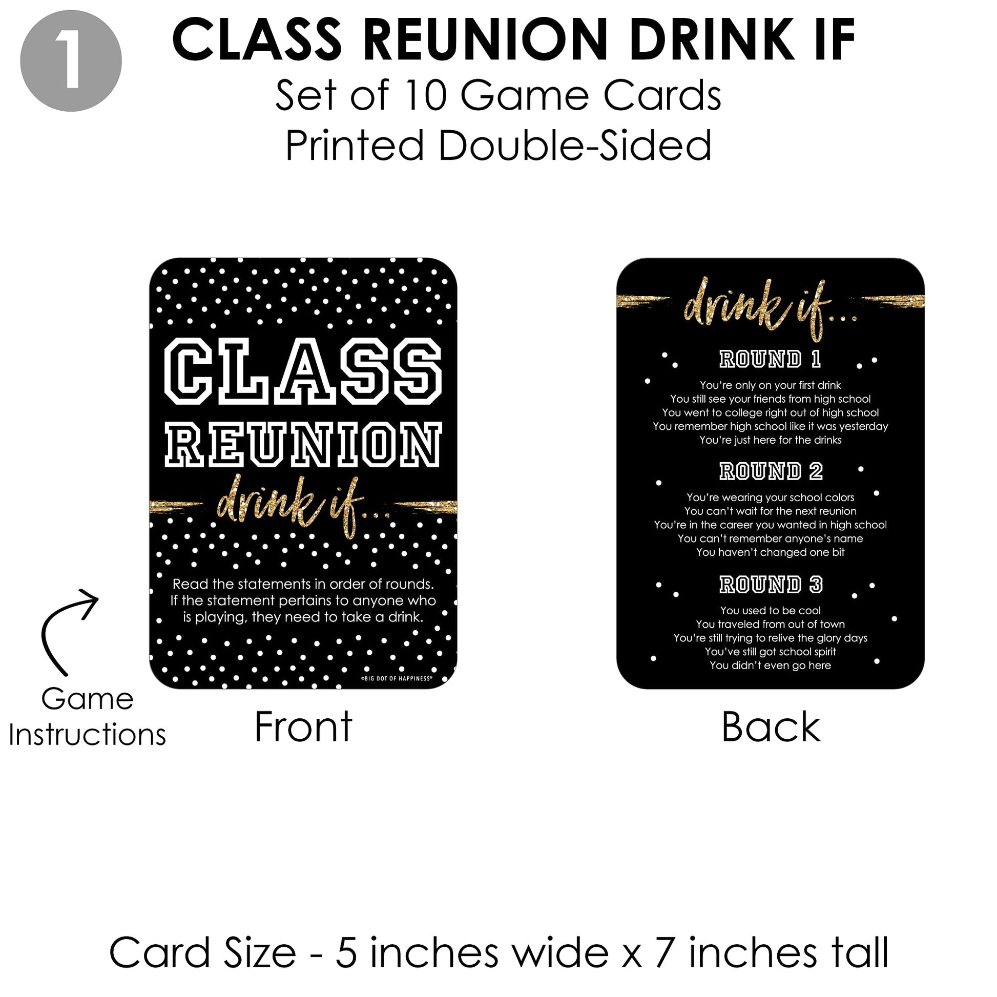 Big Dot of Happiness Reunited - 4 School Class Reunion Party Games - 10 Cards Each - Gamerific Bundle