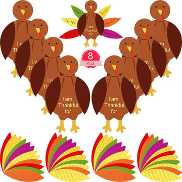 Gejoy 56 Pieces Thanksgiving Turkey Craft Kits DIY Turkey Thanksgiving Party School Activities Decoration Supplies, Makes Up to 8 Turkeys(Brown