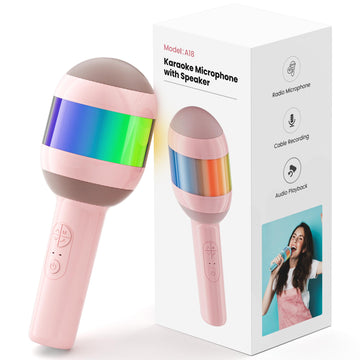 Karaoke Machine for Kids Adults, Portable Bluetooth Microphone Song Toys with LED Light, Best Chritmas Birthday Festival Party Gift for 3 4 5 6 7 8 9