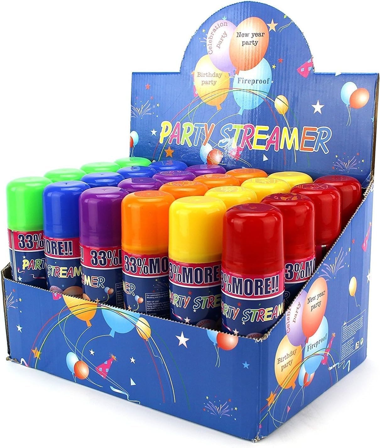 12 Pack Party String Spray (3 oz Each) - Streamer Spray in a Can, Full Color Set with 2 of Each Color, Party Supplies for Kids’ Parties, Birthdays