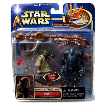 Star Wars Attack of The Clones Yoda Figure W/Force Powers