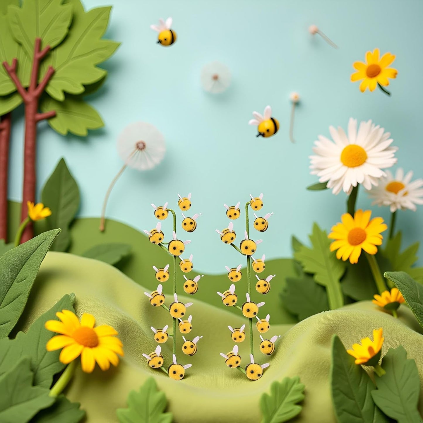 SelHeng 30 Pcs Felt Bees for Crafts Cute Pom Pom Bees Small Felt Craft Balls Mini Bees Figures for Decorations DIY Supplies Felt Applique Kits