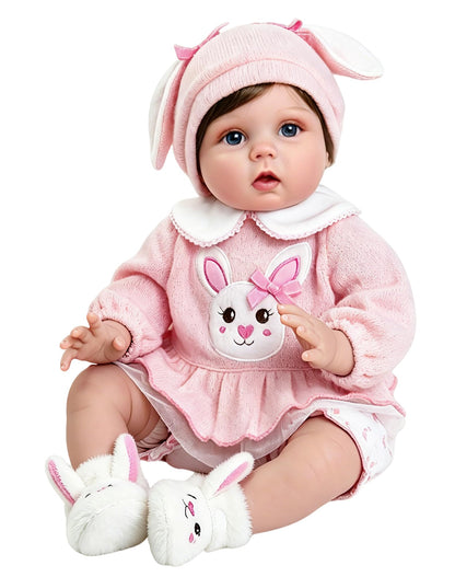 Aori Lifelike Reborn Baby Dolls - 22 Inch Realistic Newborn Baby Girl - Soft Vinyl Reborn Toddler with Feeding Set & Pink Outfit Real Life Baby Doll