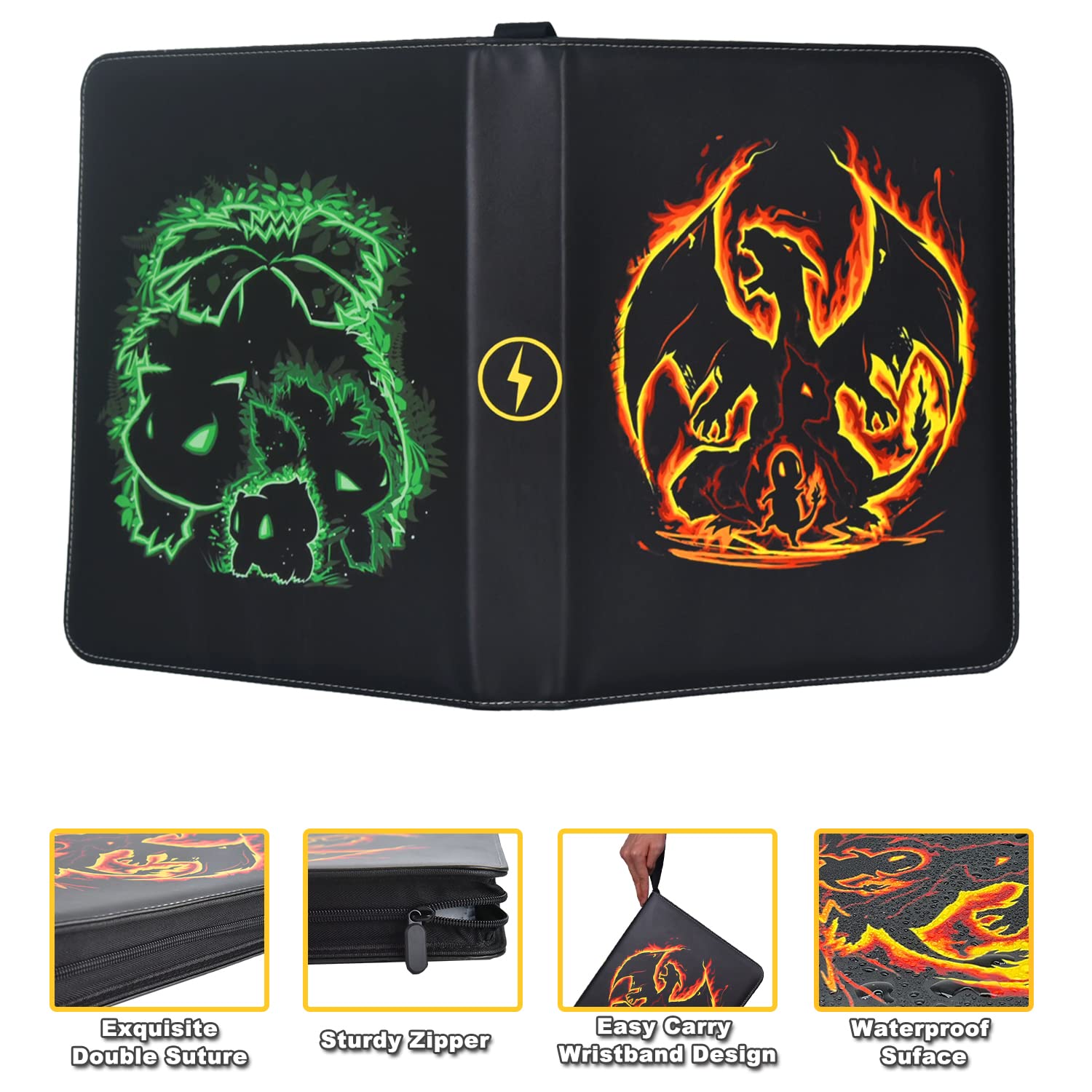LIMSTDIC Card Binder with Sleeves - 9-Pockets Card Binder Holder Compatible with TCG Trading Cards, Card Storage Album with Zipper for Boys Girls