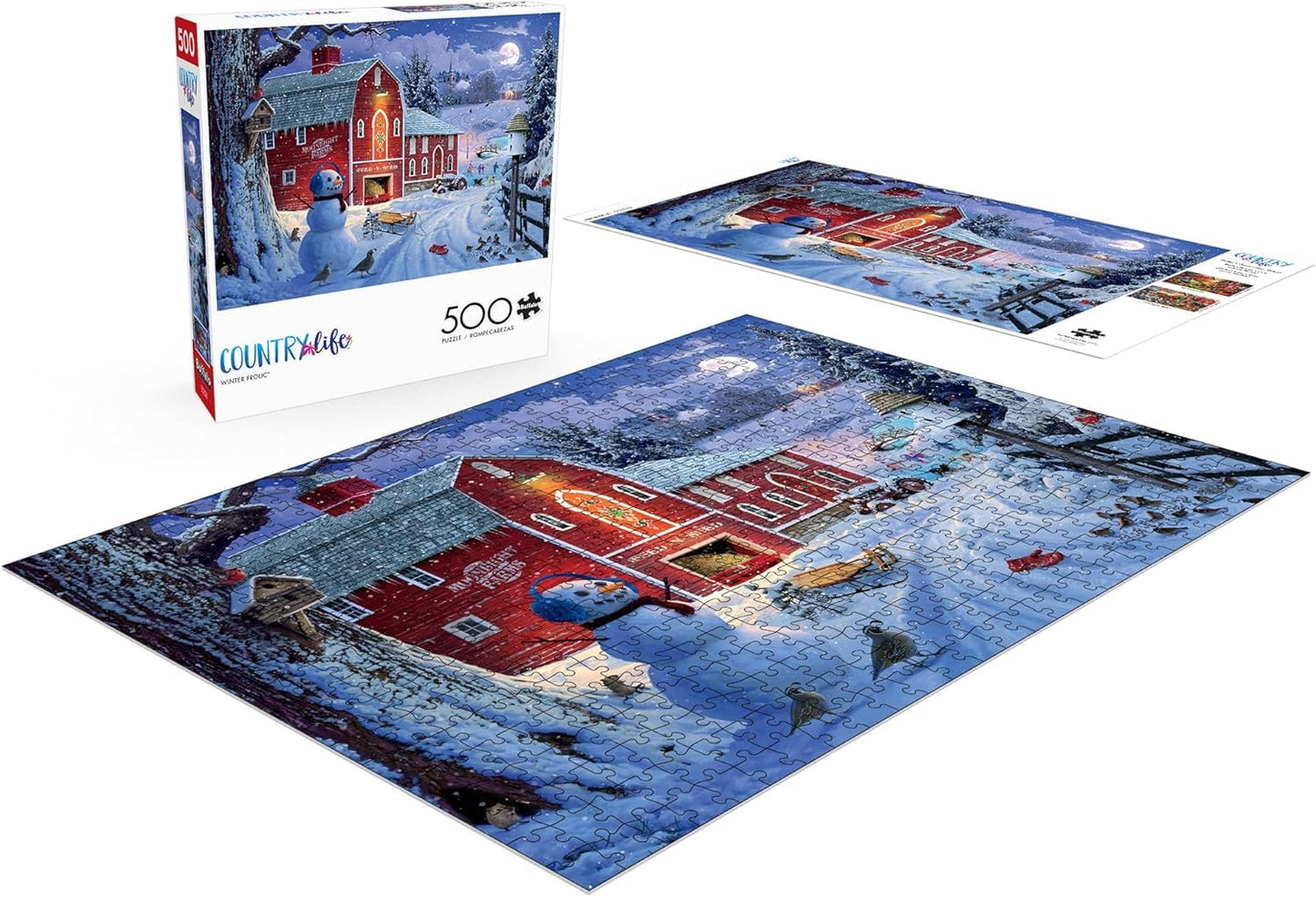 Buffalo Games - Winter Frolic - 500 Piece Christmas Jigsaw Puzzle - Festive Puzzles for Adults - Precision-Cut Pieces, Holiday Artwork, and Hours