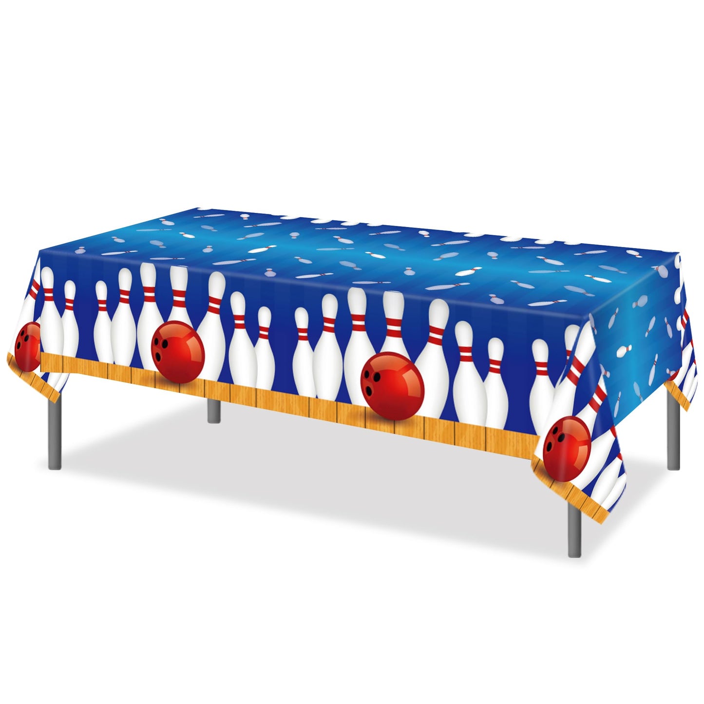 3 Pcs Bowling Disposable Tablecloth, Sports Ball Table Cover Party Tablecloth, Bowling Birthday Party Decoration Beach Plastic Table Cover, 54 x 87