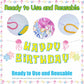 Ocean Carton Happy Birthday Banner Under The Sea Jelly Fish Hanging Swirls Garlands Sea Animals Hanging Banner for Birthday Party Decorations Supplies