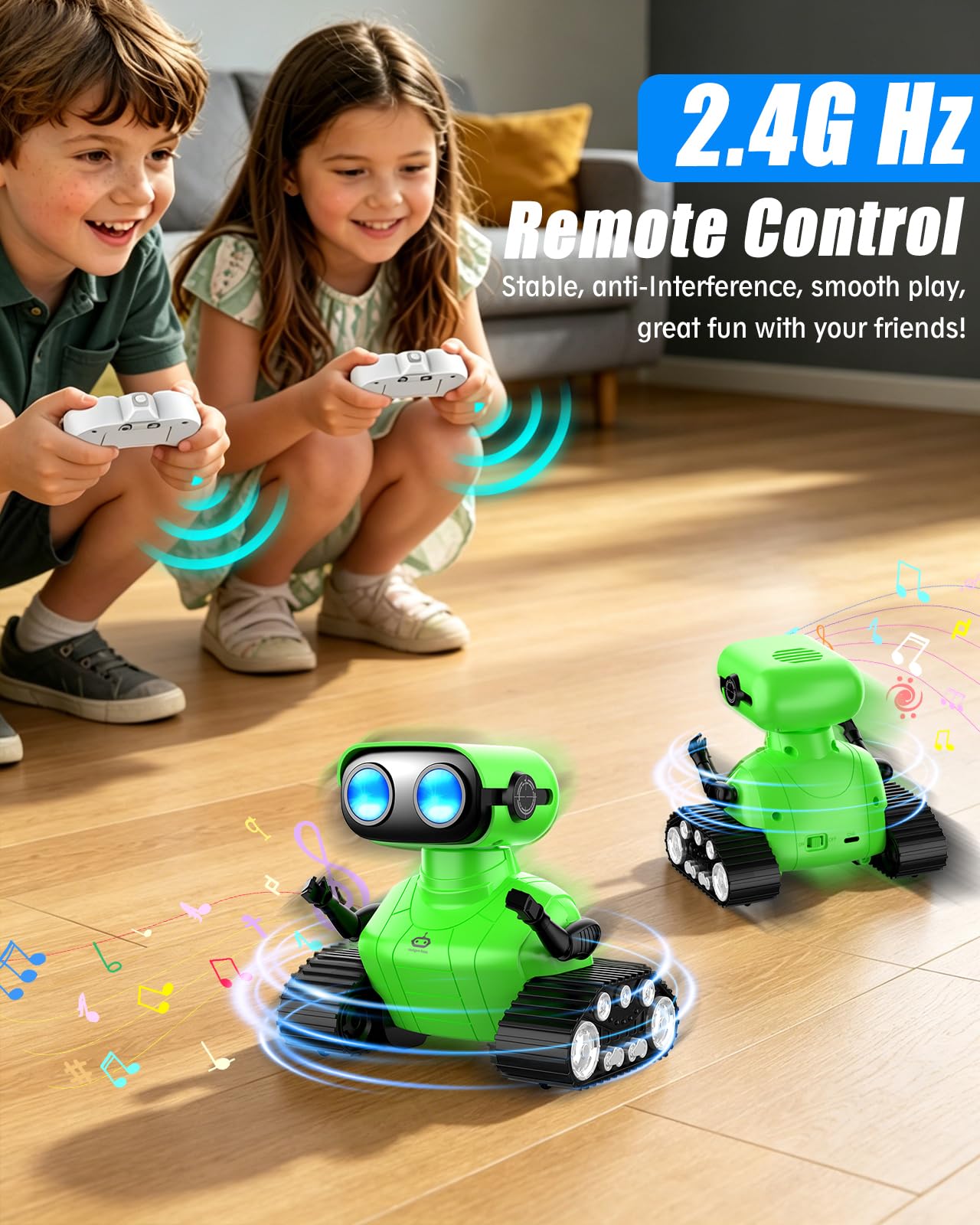AisayGoo RC Robot Toy for Kids,Remote Control Robot with LED Eyes,Auto-Demo,Smart Voice,Singing and Dancing,Rechargeable Toys for Boys Girls,Ideal