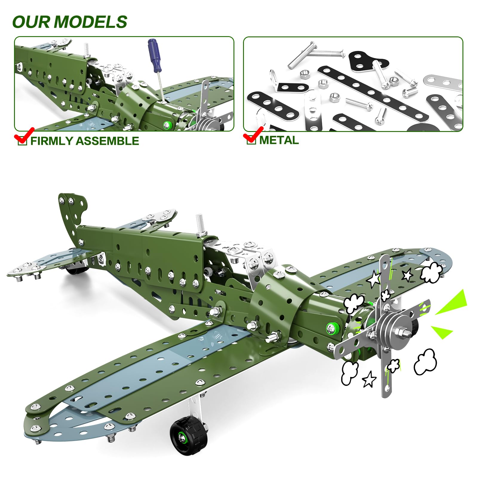 Lucky Doug Building Toys Model Airplane Set - DIY Building Stem Projects Toys for Kids Boys Ages 8-12, Assembly Science Toys for Model Fans