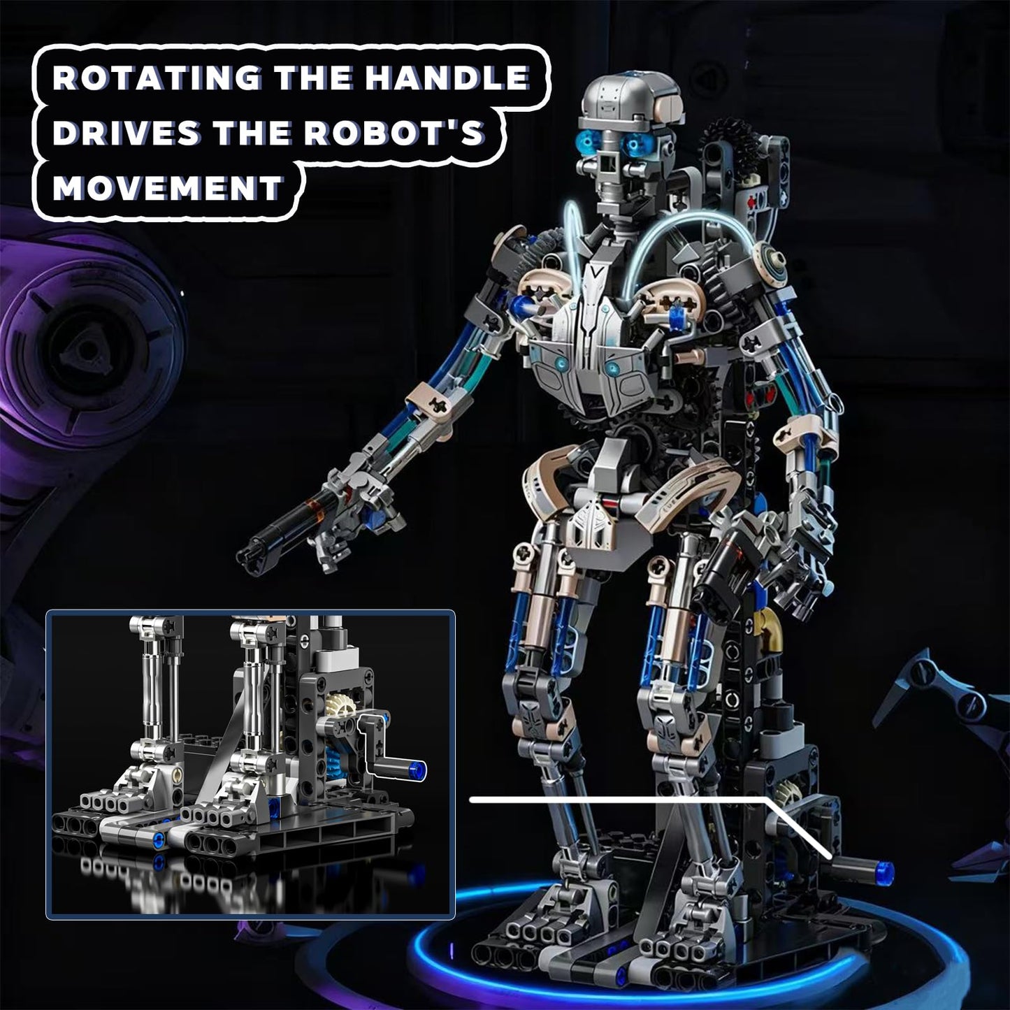 Mechanical Skull Robot Building Blocks Set with Mechanical Movable & Light Effects?Compatible with Lego Animal,Authentically Detailed Build