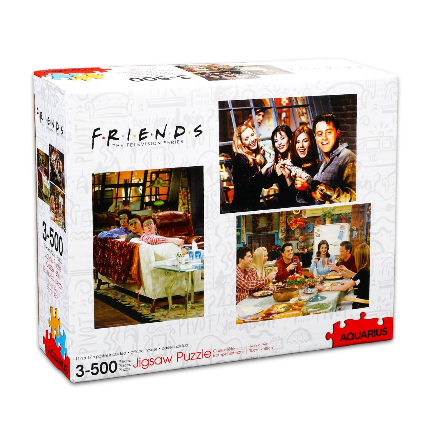 Friends TV Show Jigsaw Puzzle Activity Set for Teens, Adults - 3 Pack 500 Piece Jigsaw Plus Bookmark, More | Friends Merchandise & Collectibles