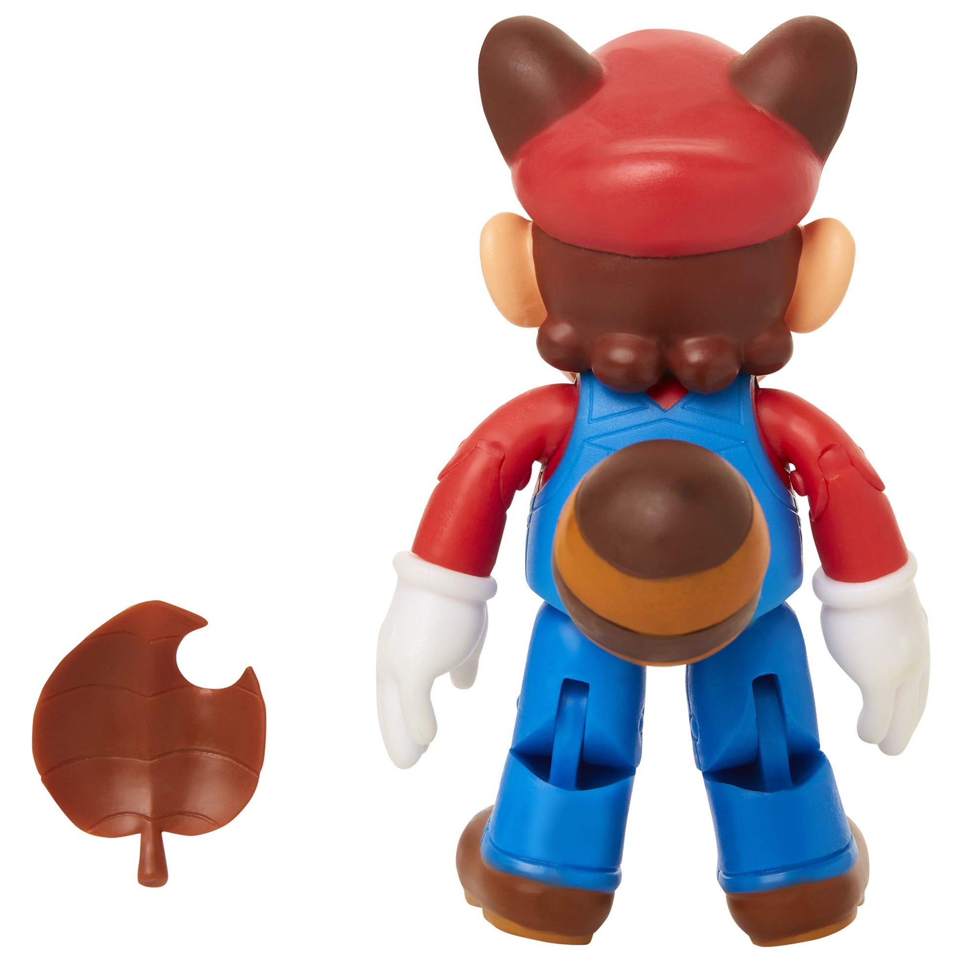 Super Mario Collectible Raccoon Mario 4" Poseable Articulated Action Figure with Leaf Accessory, Perfect for Kids & Collectors Alike! for Ages 3+