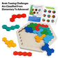 Skrtuan Wooden Blocks Puzzle for Kid Adults Brain Teaser Hexagon Puzzles Games Toy Shape Pattern Block Tangram Geometry Logic IQ STEM Montessori