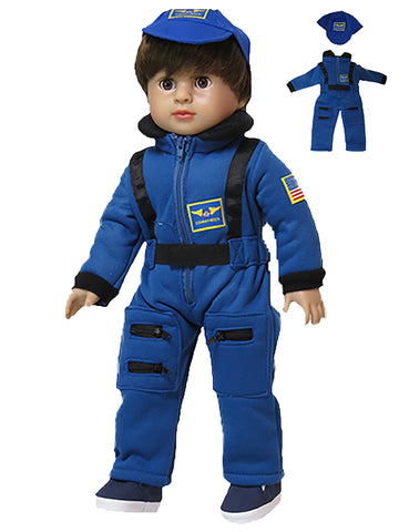 Navy Blue Astronaut Jumpsuit and Cap for 18-Inch Dolls | Premium Quality & Trendy Design | Dolls Clothes