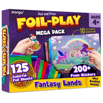 Foil Creative Art Kit for Kids, Fun Craft Set with Triple-Layer 3D Stickers & Foil Sheets - Creative Arts & Crafts for Birthday Party, Girls, Boys DIY