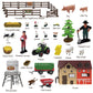 lonfypeng 109PCS Farm Animals Toys Set Comes with Barn, Rice Storehouse, Rice Trolley with Lights & Sounds, Milking shed, Farmer, Fence - Playset