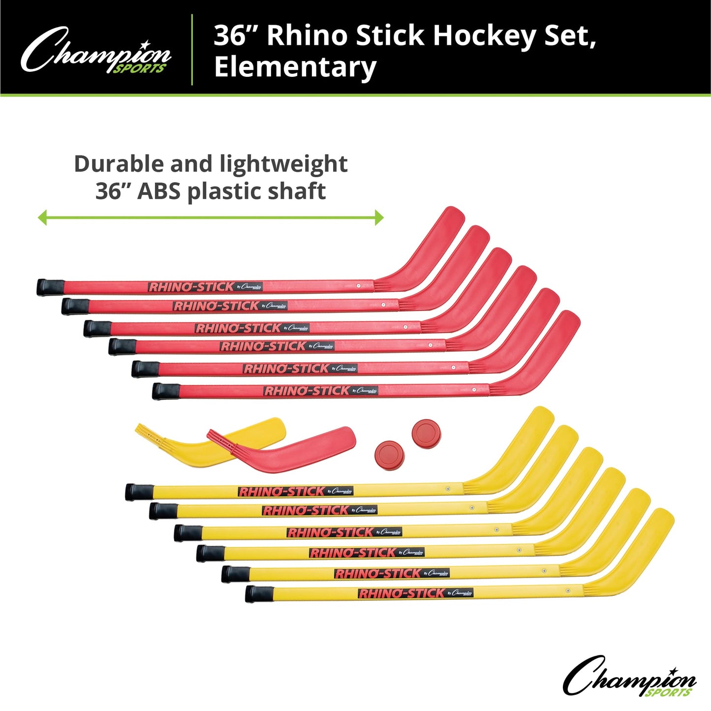 Champion Sports Rhino Floor Hockey Set - 16-Piece - 36" Player Sticks