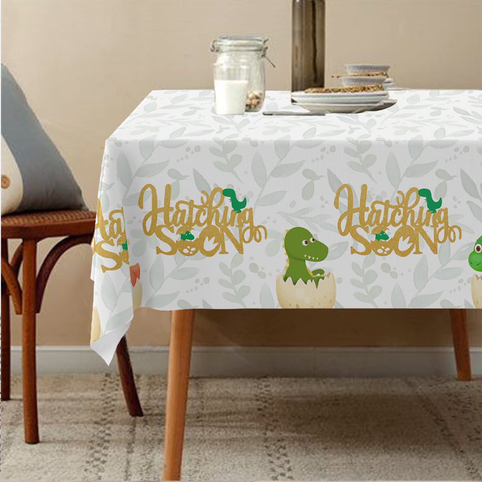 Hatching Soon Little Cute Dinosaur Tablecloths Dinosaur Egg Rectangular Table Covers Supplies for Kids Boys Girls Baby Shower Dinosaur Theme Birthday