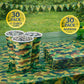 Oojami Camouflage Party Supplies for 30 Guests - Camo Birthday Decorations Set with 9" Dinner Plates, 7" Dessert Plates, 12 oz Cups, 3-Ply Napkins