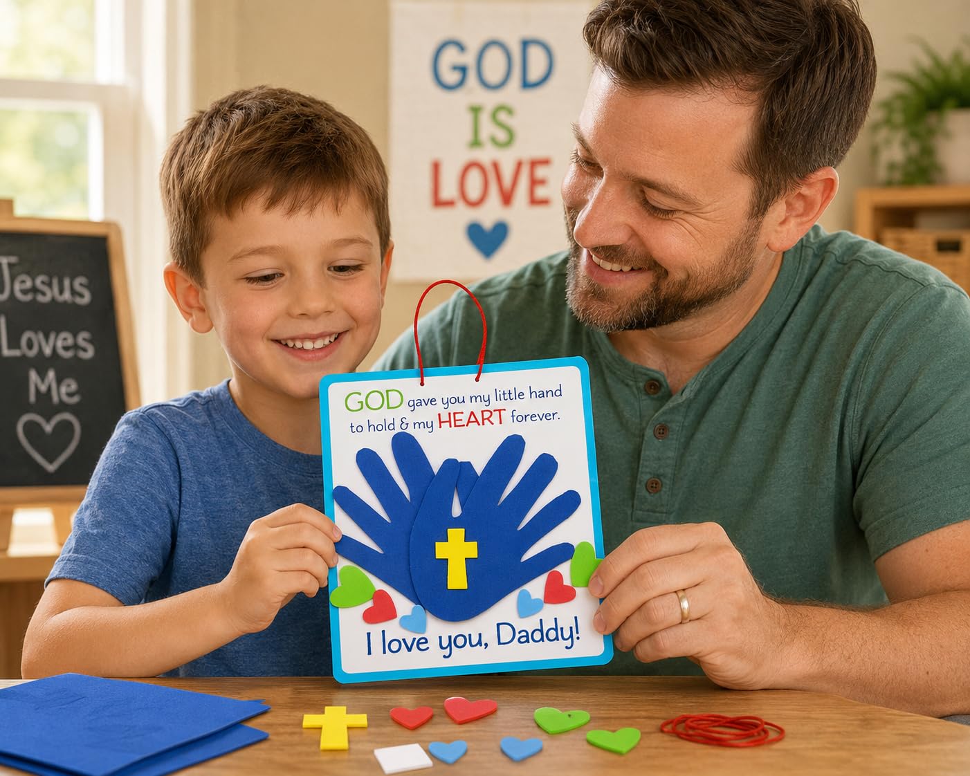 Fun Express Religious Father's Day Handprint Poem Craft Kit Makes 12 - Sunday School Crafts for Kids Ages 4-8 | Christian Crafts & Bible Activities |