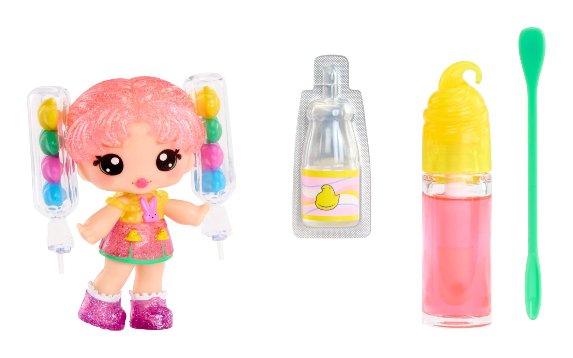 Yummiland x PEEPS Lip Gloss Doll- Molly Mallows with Scented Lip Gloss, Ages 4+