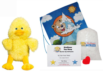 Stuffems Toy Shop Make Your Own Stuffed Animal Puddles the Duck 16"- No Sew - Kit with Cute Backpack!
