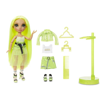 Rainbow High Karma Nichols - Neon Green Fashion Doll with 2 Doll Outfits to Mix & Match and Doll Accessories, for Kids 6-12 Years Old